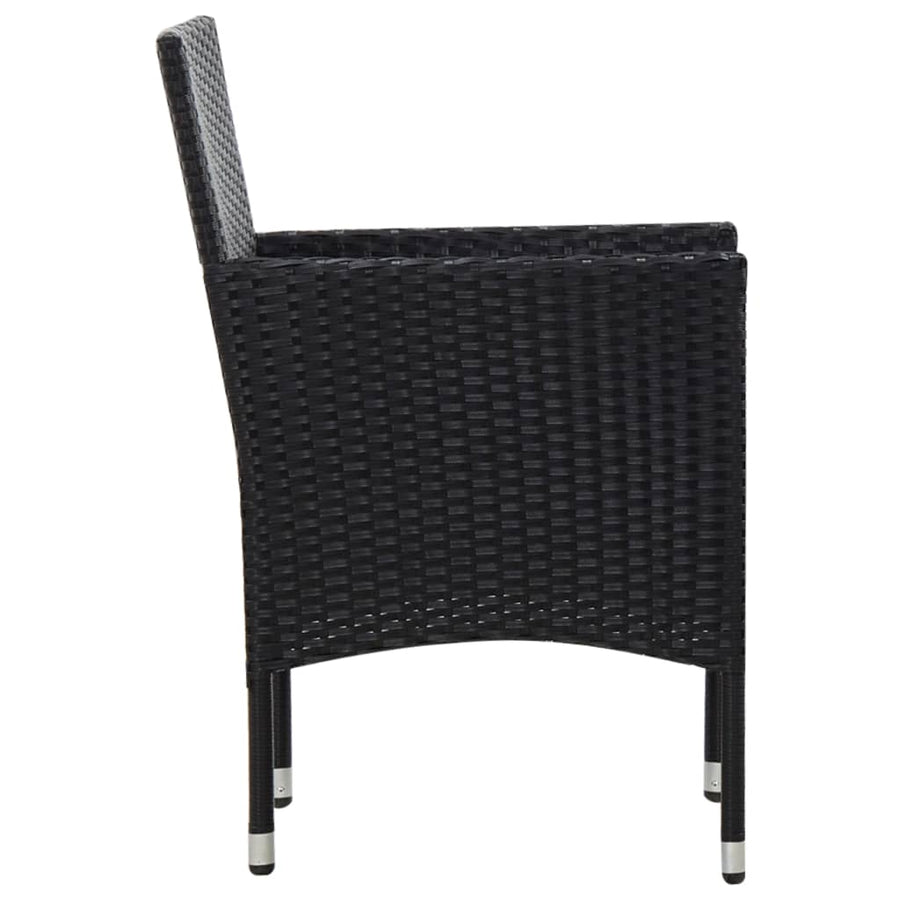 -Delige Loungeset Met Kussens Poly Rattan Zwart