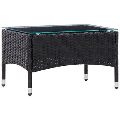 -Delige Loungeset Met Kussens Poly Rattan Zwart