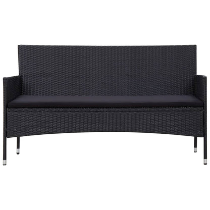 -Delige Loungeset Met Kussens Poly Rattan Zwart