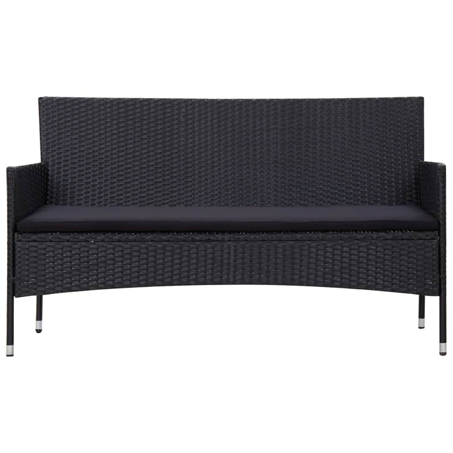 -Delige Loungeset Met Kussens Poly Rattan Zwart