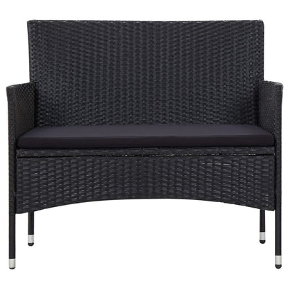 -Delige Loungeset Met Kussens Poly Rattan Zwart