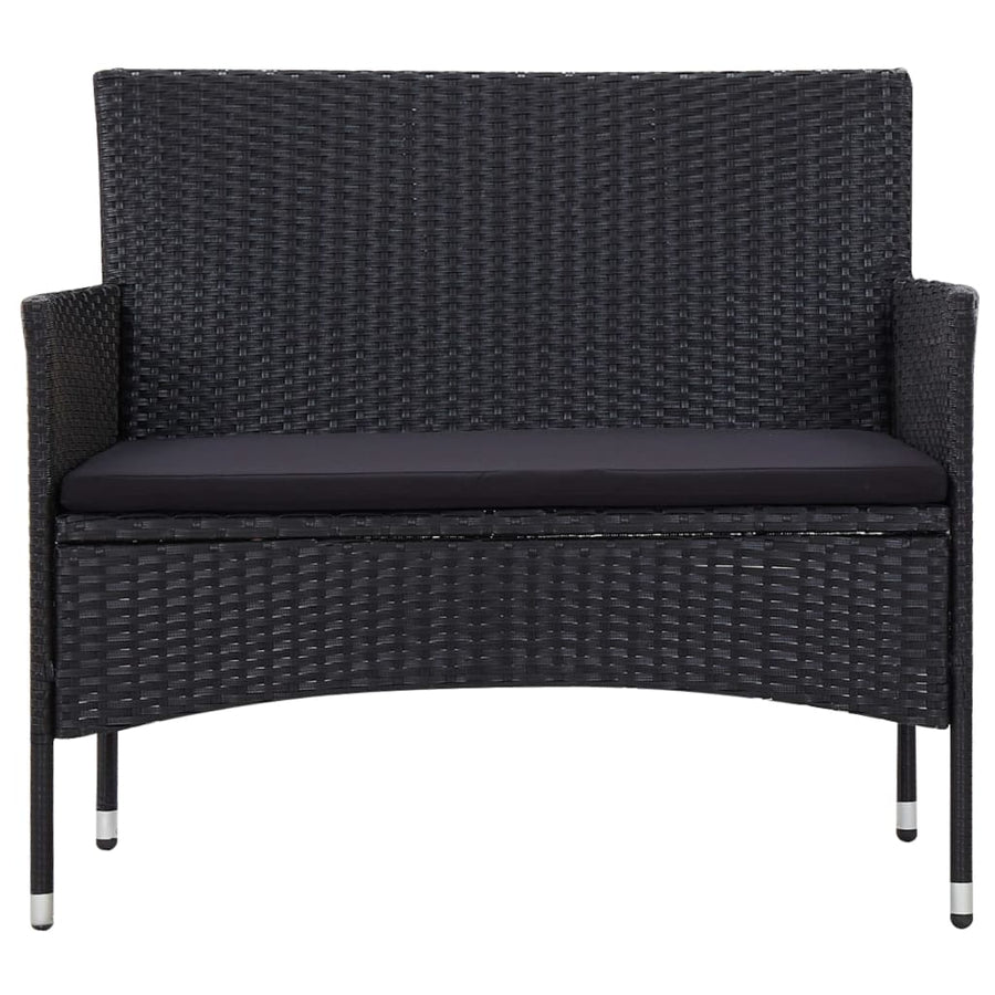 -Delige Loungeset Met Kussens Poly Rattan Zwart
