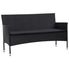 Tuinbank 3-zits poly rattan zwart 155x58x81 cm