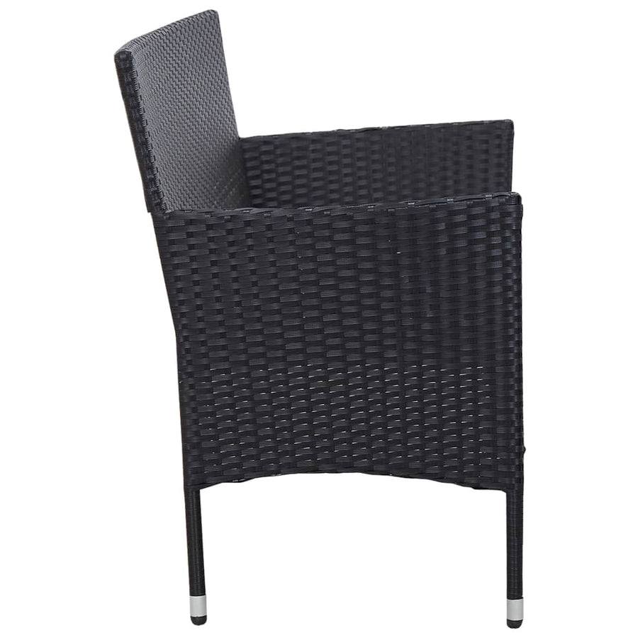 Tuinbank 3-zits met kussens poly rattan zwart