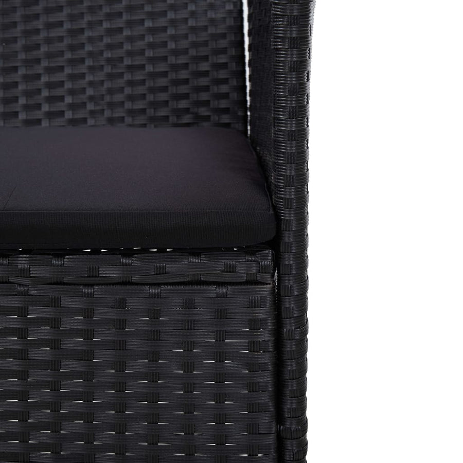 Tuinbank 3-zits met kussens poly rattan zwart