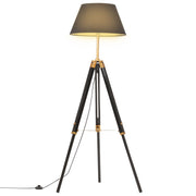 Vloerlamp driepoot 100-141 cm massief teakhout zwart goud
