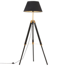 Vloerlamp Driepoot 4 Cm Massief Teakhout Kleurig Zwart en goud