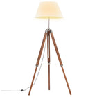 Floor lamp tripod 141 cm solid teak honey brown and white