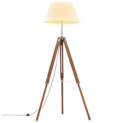 Vloerlamp driepoot 141 cm massief teakhout honingbruin wit