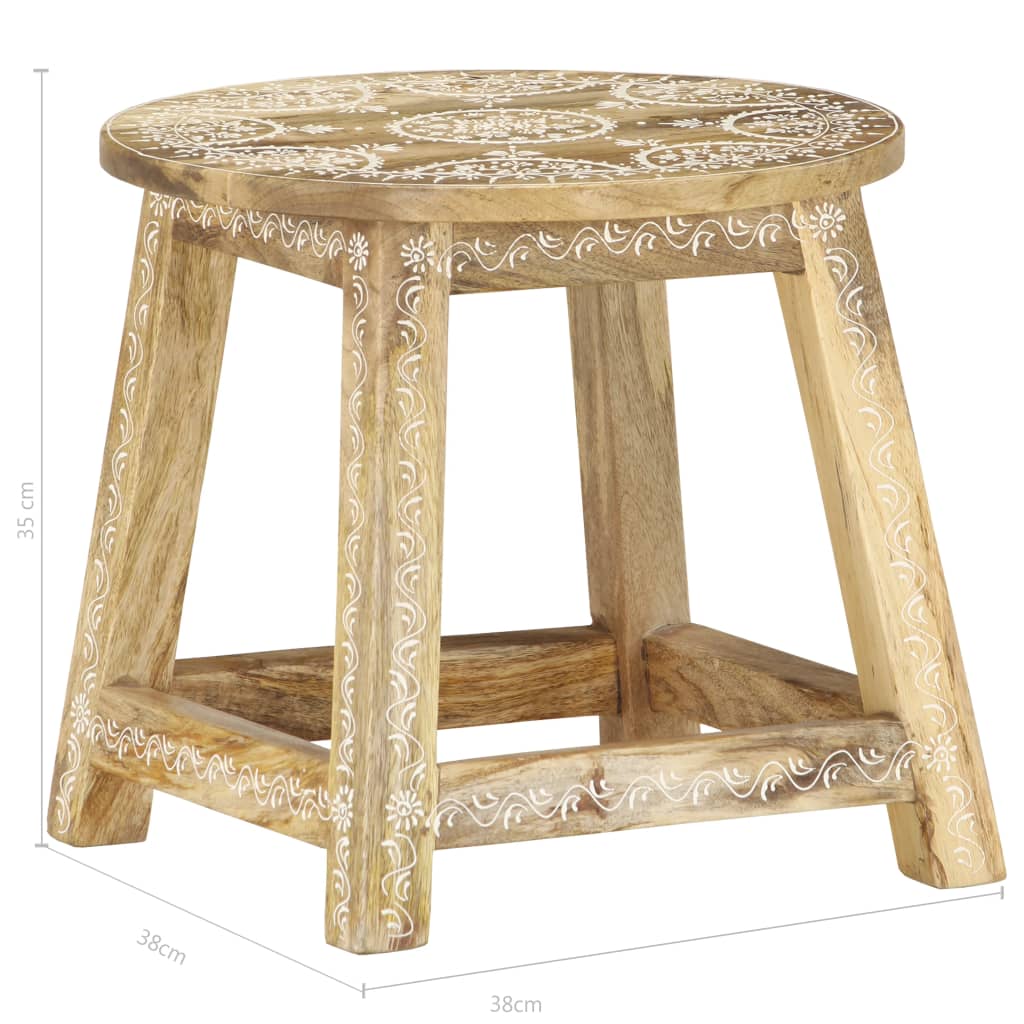 Kruk Handgeschilderd 38X38X35 Cm Massief Mangohout