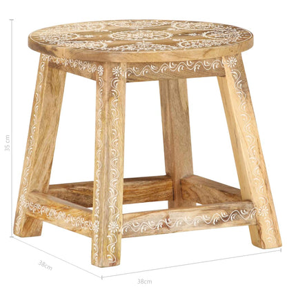 Kruk Handgeschilderd 38X38X35 Cm Massief Mangohout