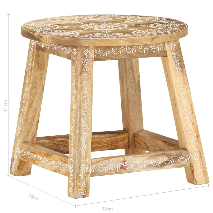 Kruk Handgeschilderd 38X38X35 Cm Massief Mangohout
