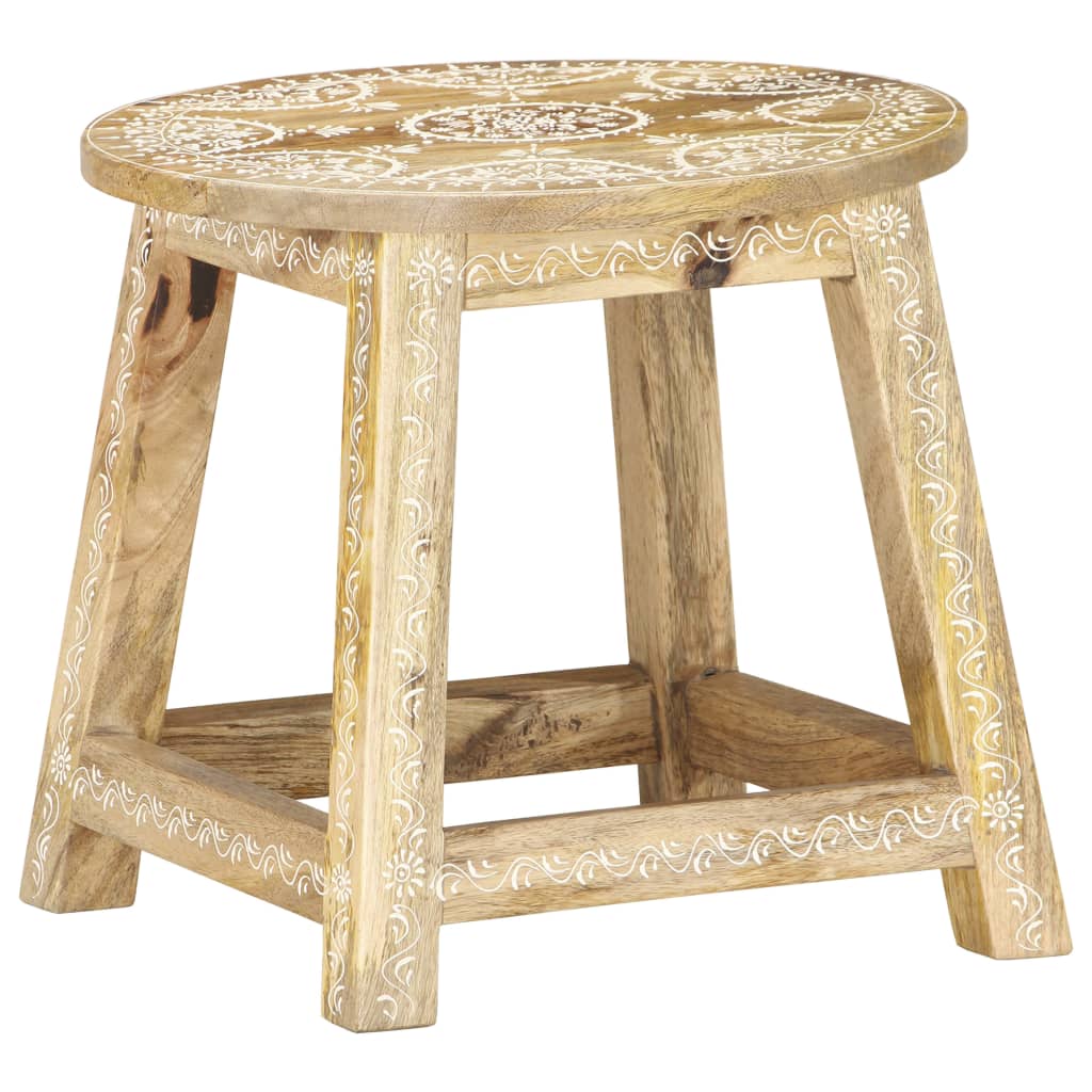 Kruk Handgeschilderd 38X38X35 Cm Massief Mangohout