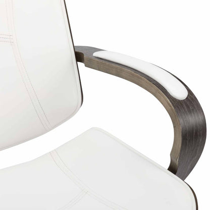 Draaibureaustoelen met Hoofdsteun 2 st Kunstleer Wit en Grijs