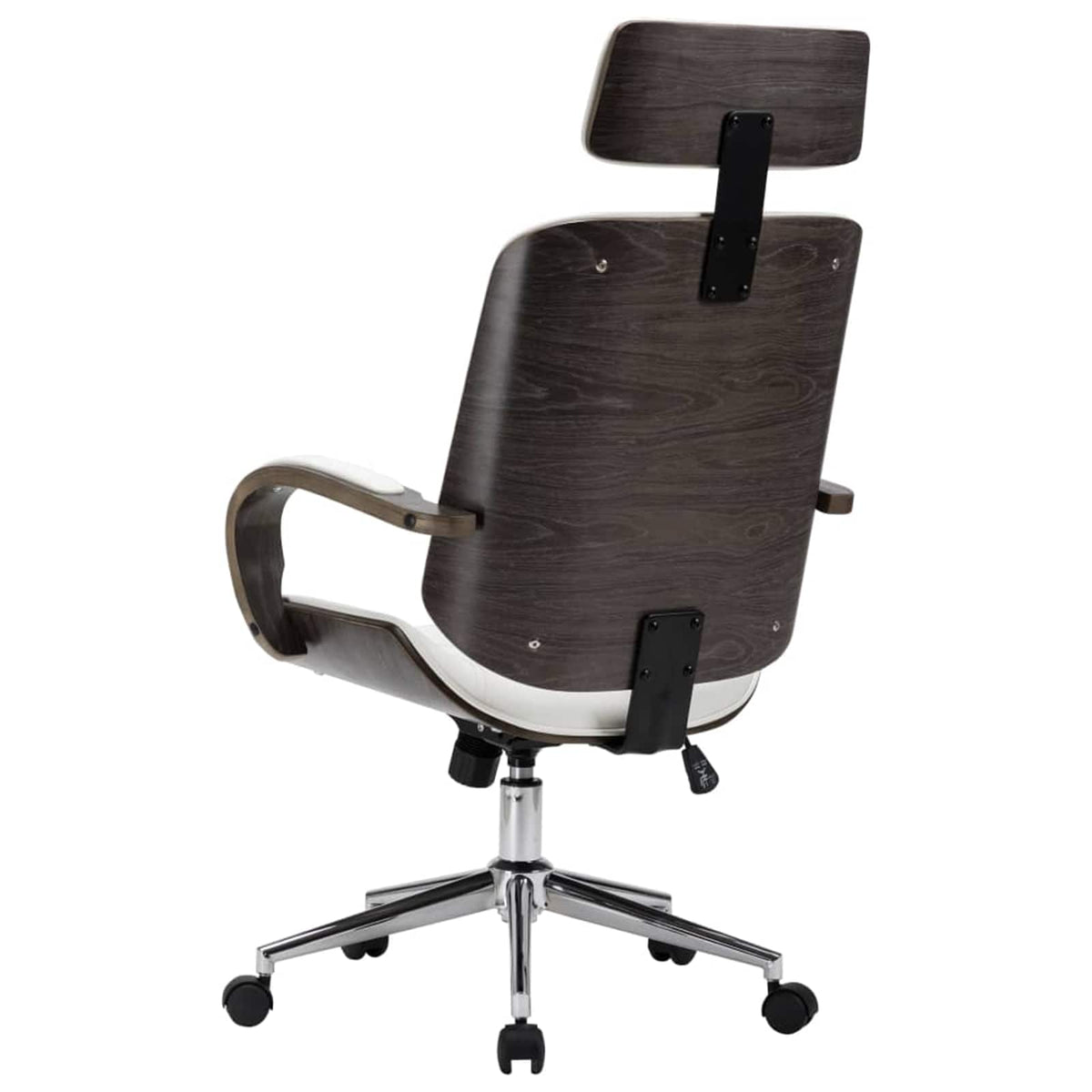 Draaibureaustoelen met Hoofdsteun 2 st Kunstleer Wit en Grijs