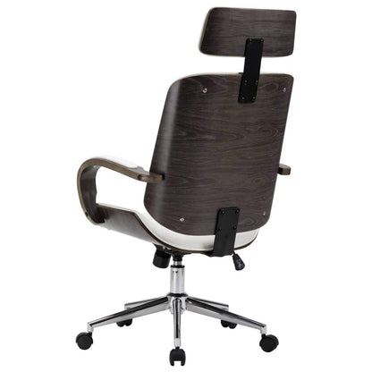 Draaibureaustoelen met Hoofdsteun 2 st Kunstleer Wit en Grijs