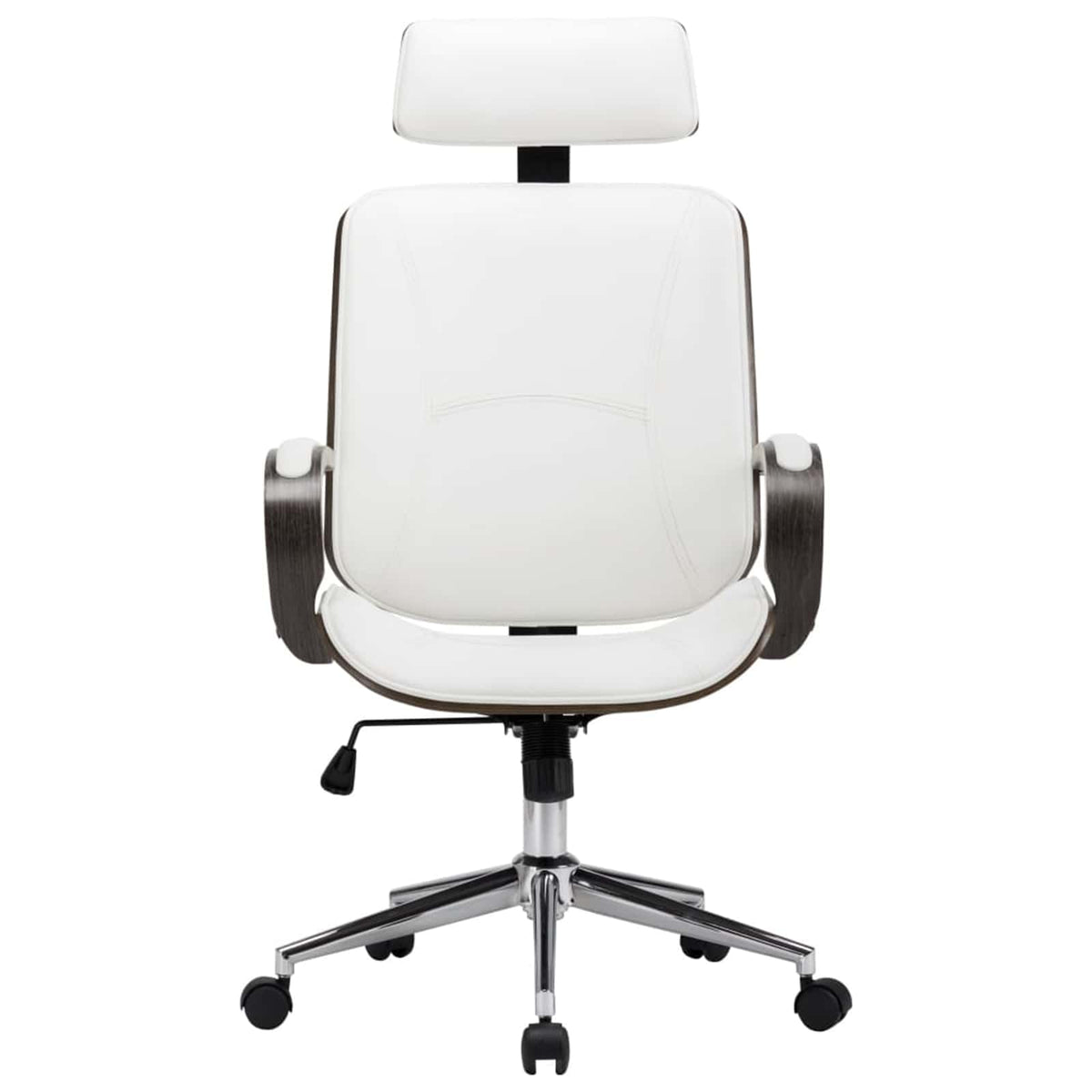 Draaibureaustoelen met Hoofdsteun 2 st Kunstleer Wit en Grijs