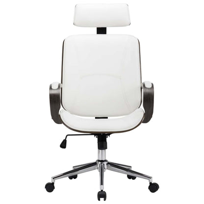 Draaibureaustoelen met Hoofdsteun 2 st Kunstleer Wit en Grijs