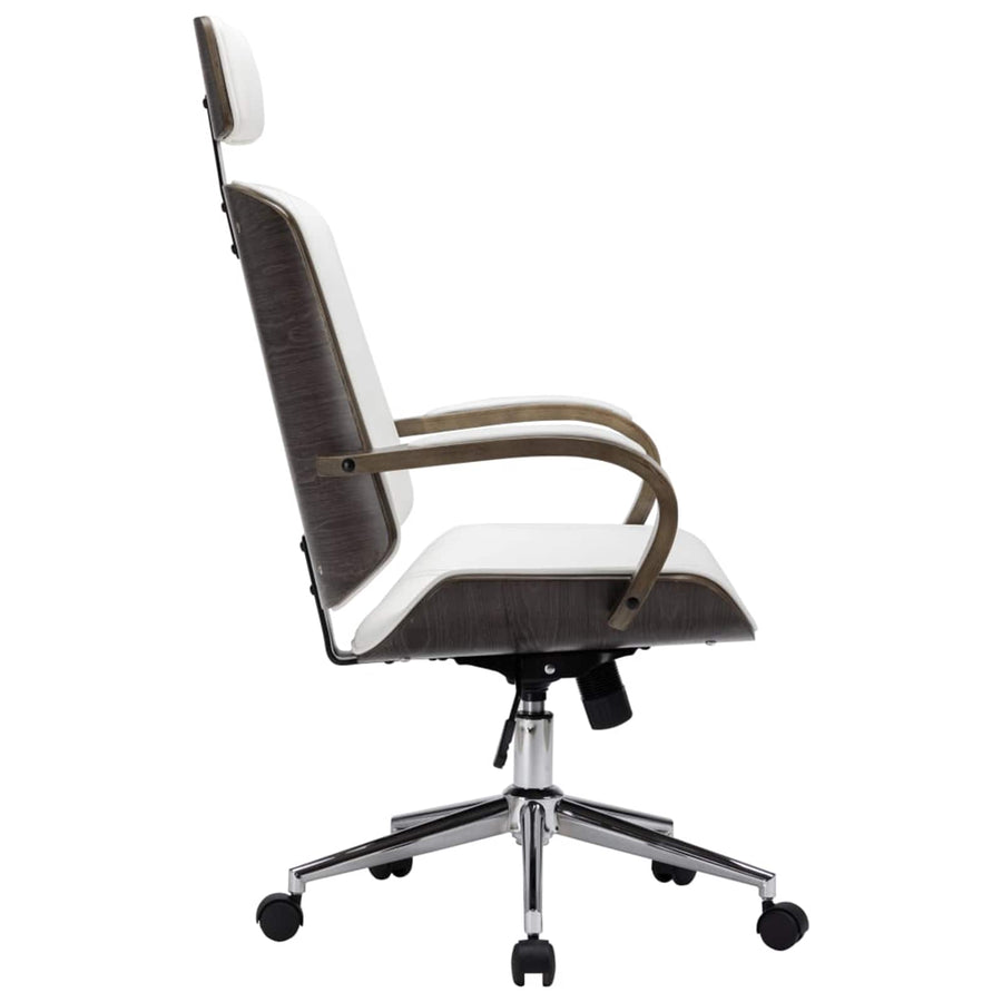 Draaibureaustoelen met Hoofdsteun 2 st Kunstleer Wit en Grijs