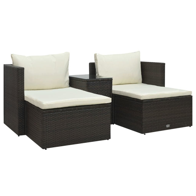 -Delige Loungeset Met Kussens Poly Rattan Bruin