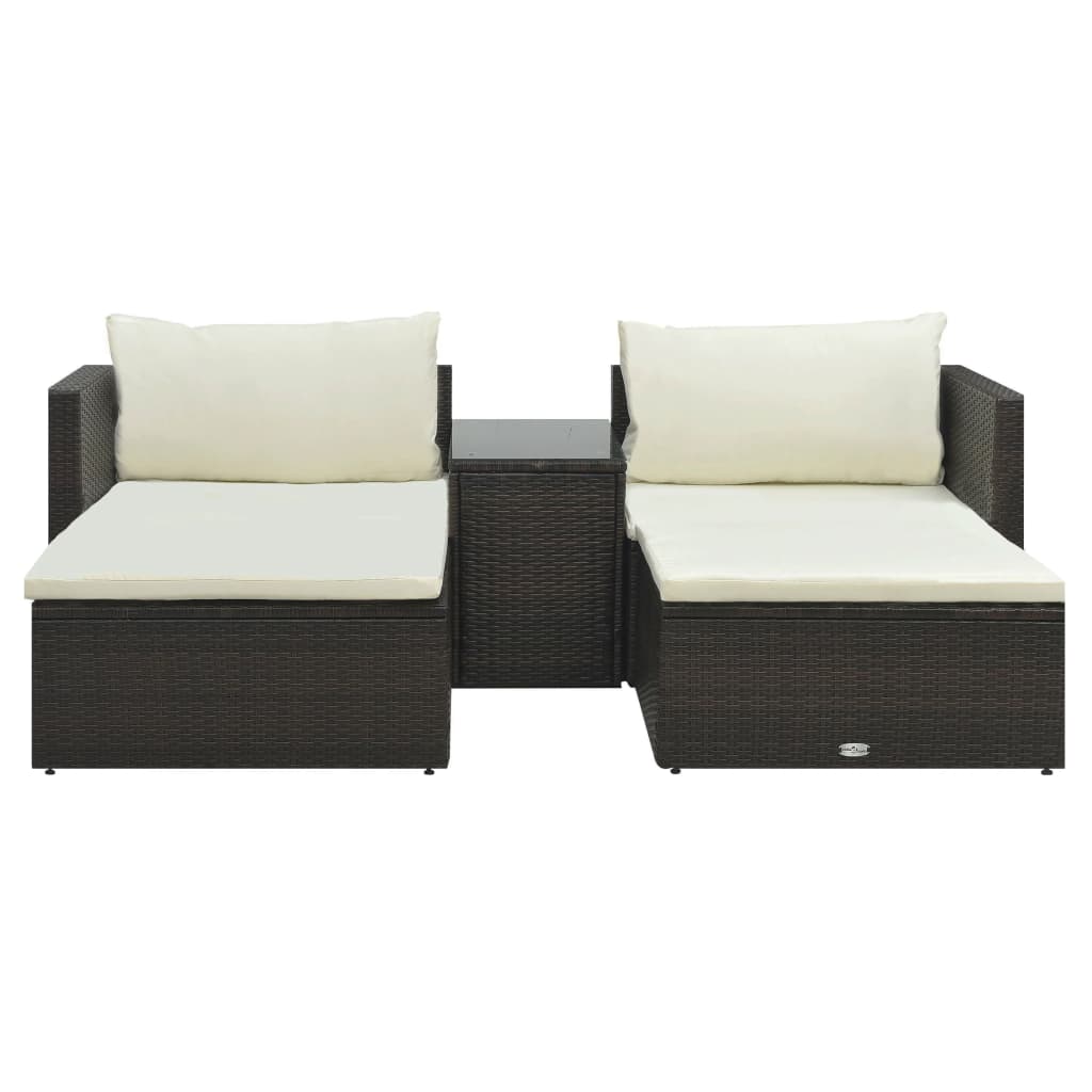 -Delige Loungeset Met Kussens Poly Rattan Bruin