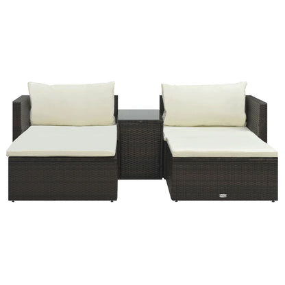 -Delige Loungeset Met Kussens Poly Rattan Bruin