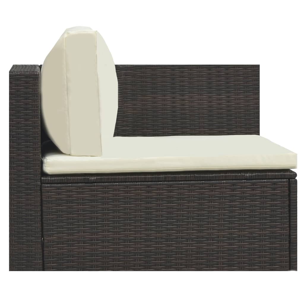 -Delige Loungeset Met Kussens Poly Rattan Bruin