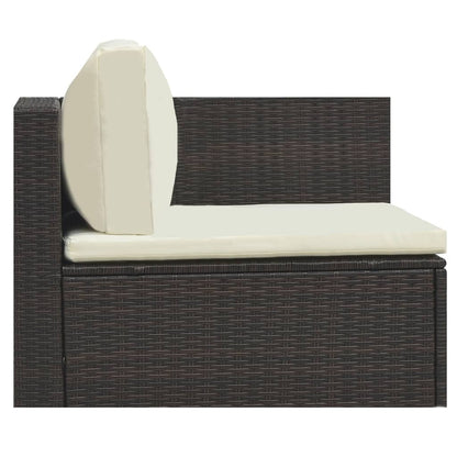 -Delige Loungeset Met Kussens Poly Rattan Bruin