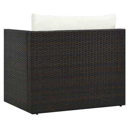 -Delige Loungeset Met Kussens Poly Rattan Bruin