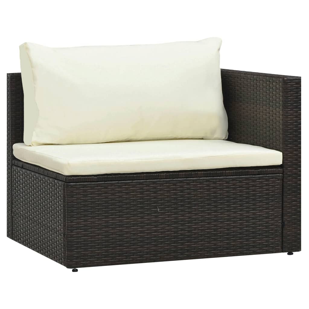-Delige Loungeset Met Kussens Poly Rattan Bruin