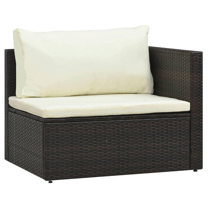 -Delige Loungeset Met Kussens Poly Rattan Bruin