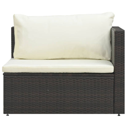 -Delige Loungeset Met Kussens Poly Rattan Bruin