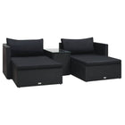 -Delige Loungeset Met Kussens Poly Rattan Zwart