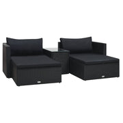 Loungeset 5-delig poly rattan zwart