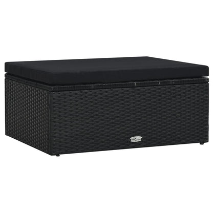 5-delige Loungeset met kussens poly rattan zwart