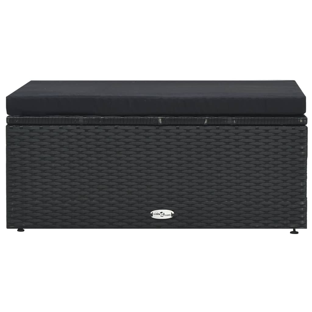 5-delige Loungeset met kussens poly rattan zwart