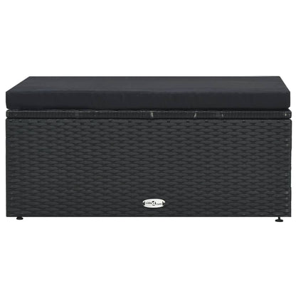 5-delige Loungeset met kussens poly rattan zwart