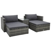 Loungeset 5-delig poly rattan grijs