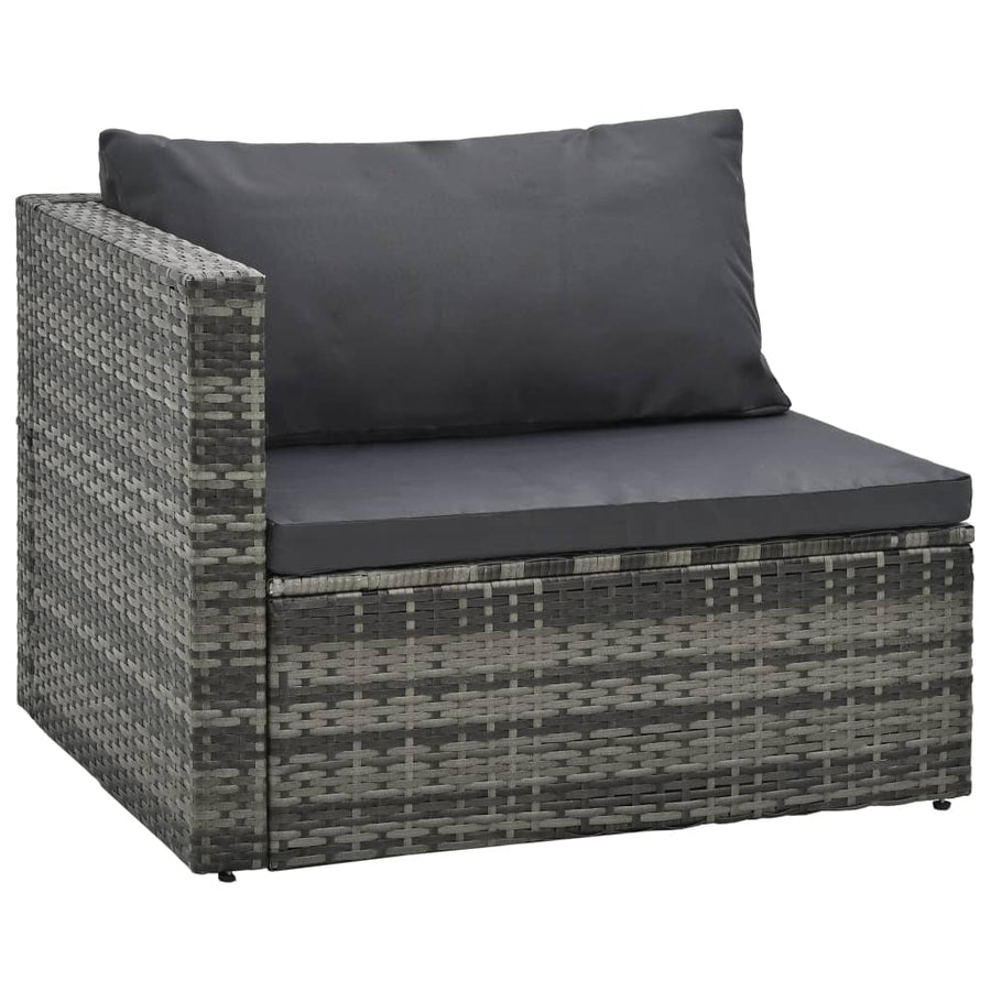 -Delige Loungeset Met Kussens Poly Rattan Grijs