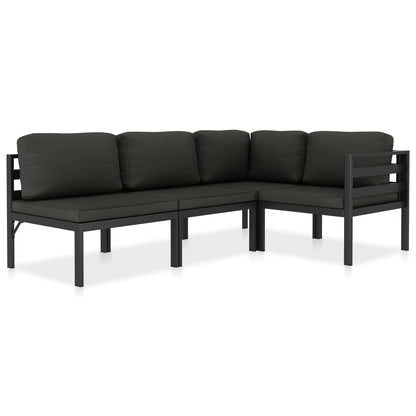 6-Delige Loungeset Met Kussens Aluminium Antraciet