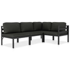 4-Delige Loungeset Met Kussens Aluminium Antraciet 2x hoek + 4x midden