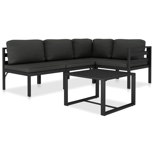 5-Delige Loungeset Met Kussens Aluminium Antraciet 2x hoek + 2x midden + Tafel