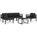 6-delige Loungeset met kussens aluminium antraciet