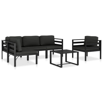 6-Delige Loungeset Met Kussens Aluminium Antraciet 1