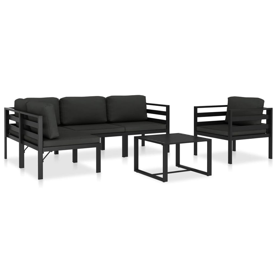 6-Delige Loungeset Met Kussens Aluminium Antraciet 1