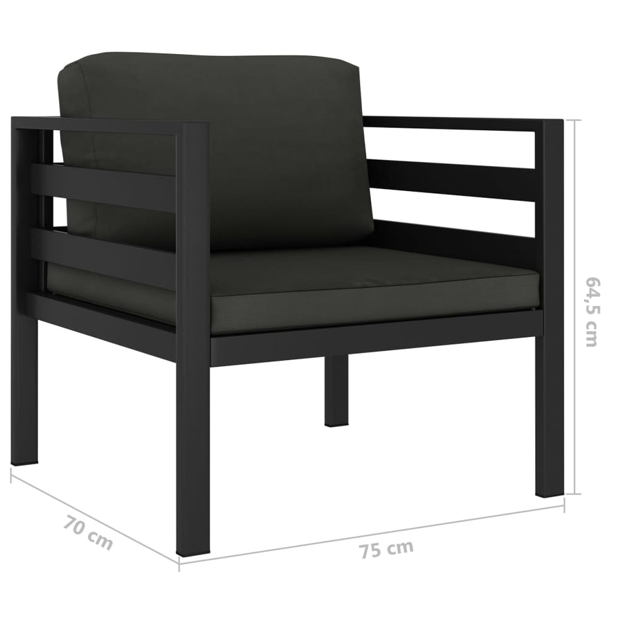 6-Delige Loungeset Met Kussens Aluminium Antraciet 1