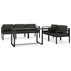 6-Delige Loungeset Met Kussens Aluminium Antraciet 2x hoek + midden + 2x Fauteuil + Tafel