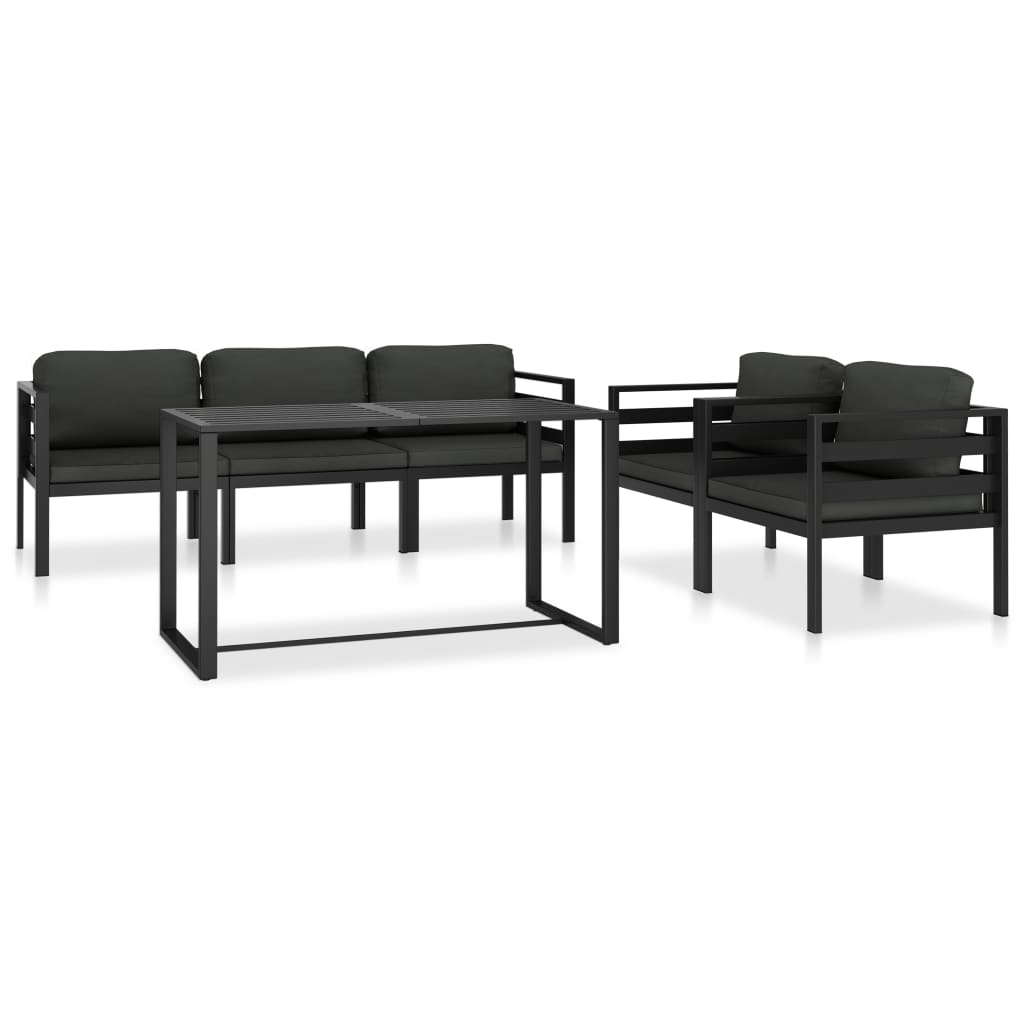 6-Delige Loungeset Met Kussens Aluminium Antraciet 1