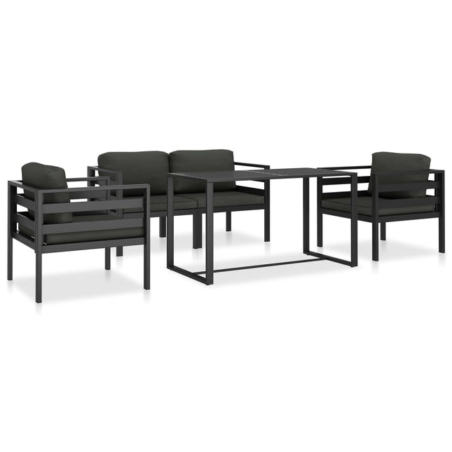 5-Delige Loungeset Met Kussens Aluminium Antraciet 2x hoek + 2x Fauteuil + Tafel