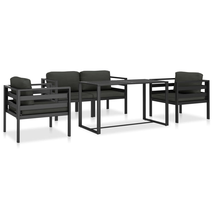 5-Delige Loungeset Met Kussens Aluminium Antraciet 1